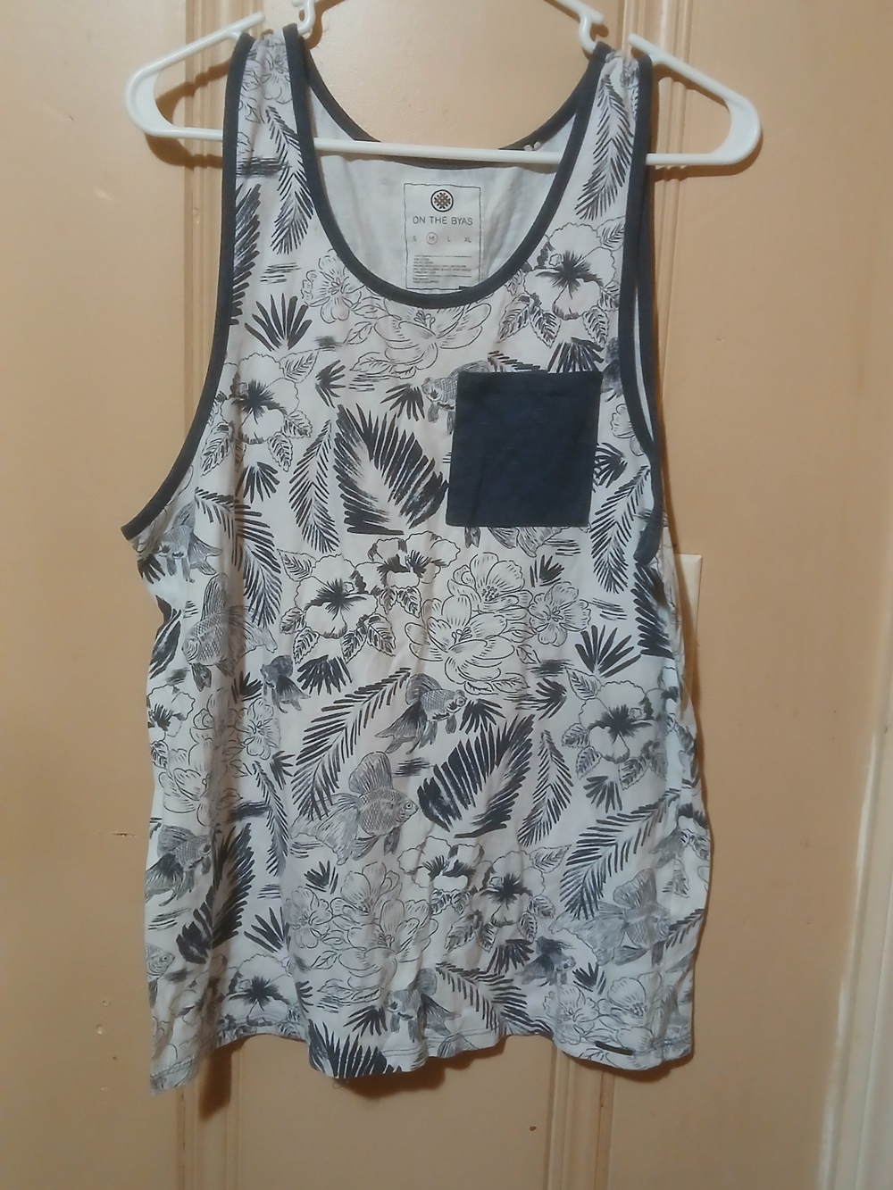 on the byas Black & White Floral Tank with Solid Pocket